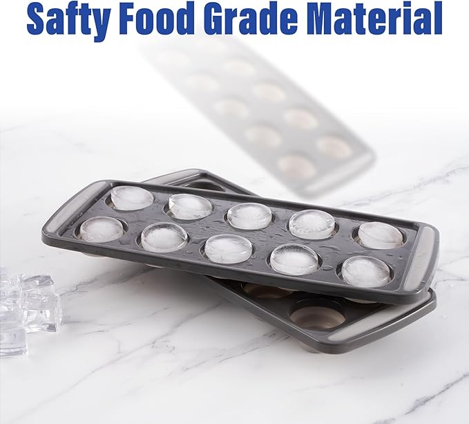 Round Ice Cube Trays for Freezer, 4PK Silicone Ice Cube Trays - BPA Free, Easy Release 10 Small Ice Ball Maker Mold for Drinks, Whiskey, Cocktail