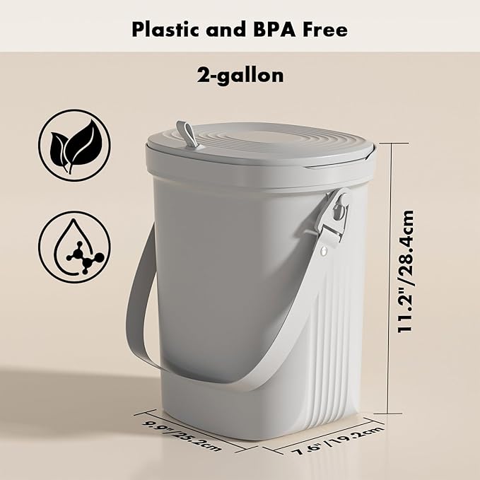 Mountable Silicone Collapsible Kitchen Compost Bin Under Sink,Surumer Hanging Trash Can with Lid for |Cupboard|Bathroom|Bedroom|Office|Camping, Indoor Compost Bucket, 2 Gallon Black