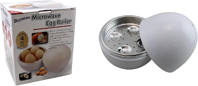 Microwave Egg Boiler Cooker Hard or Soft Boiled Eggs BPA Free Cook Up To 4 Eggs In Minutes Food-Grade White