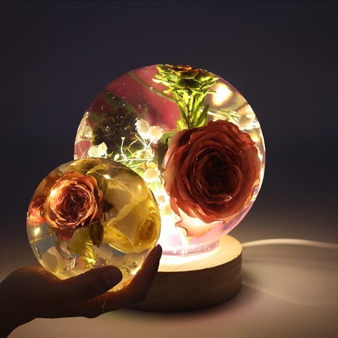 FineInno 2Pcs Large Sphere Resin Molds 4", 3" Clear 3D Seamless Crystal Ball Silicone Molds for Flowers Preservation DIY Epoxy Round Orb Soap Candle