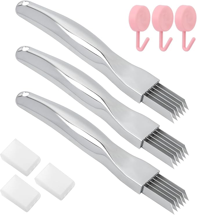 Vegetable Shredder,Scallion Shredder,Multifunctional Vegetable Green Onion Cutter,Kitchen Green Onion Slicer Sharp Scallion Shredding Cutter Shred Knife(3pcs)