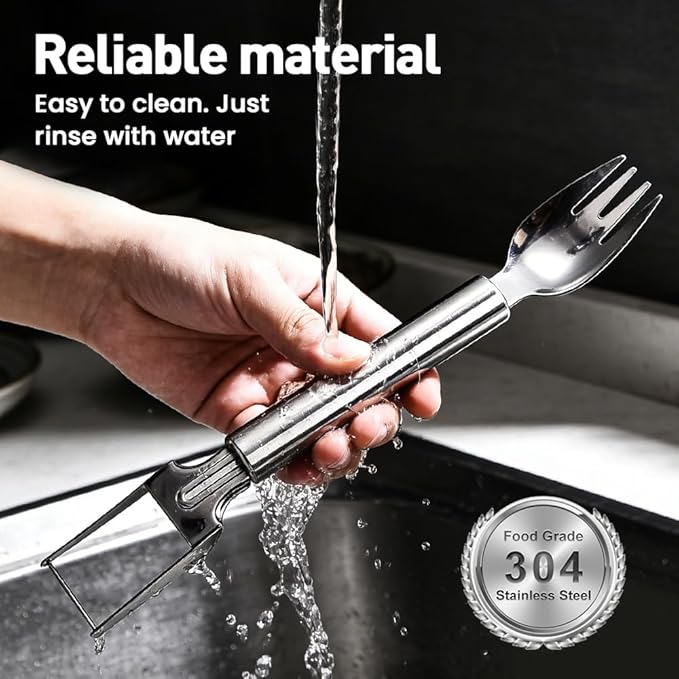 2-in-1 Stainless Steel Fruit Cutter, Upgraded Watermelon Slicer Tool, Portable Fruit Forks for Home, Kitchen and Camping (2 Pcs)