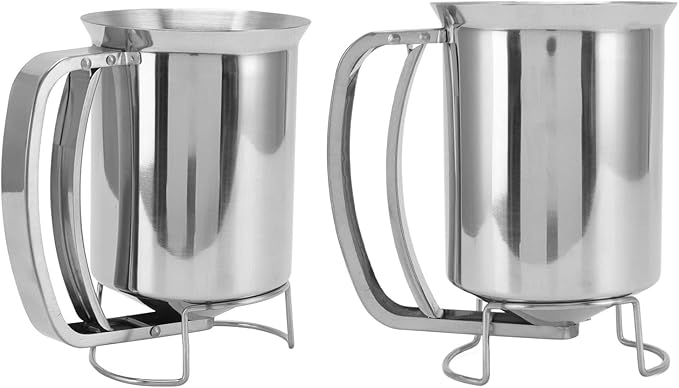 Stainless Steel Pancake Batter Dispenser, Handheld Cake Dispenser with Stand Professionally Used for Cooking Cupcakes, Muffins, Pancakes, Waffles