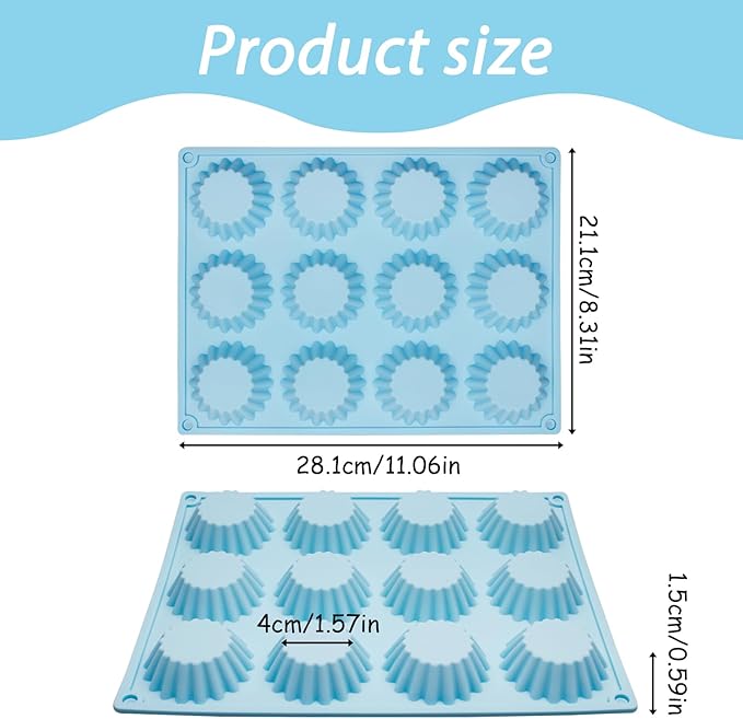 Silicone Peanut Butter Cup Molds, 3 Pack, 12-Cavity Non-stick Candy Chocolate Making Trays for Brownie Mini Tart Pudding Jelly