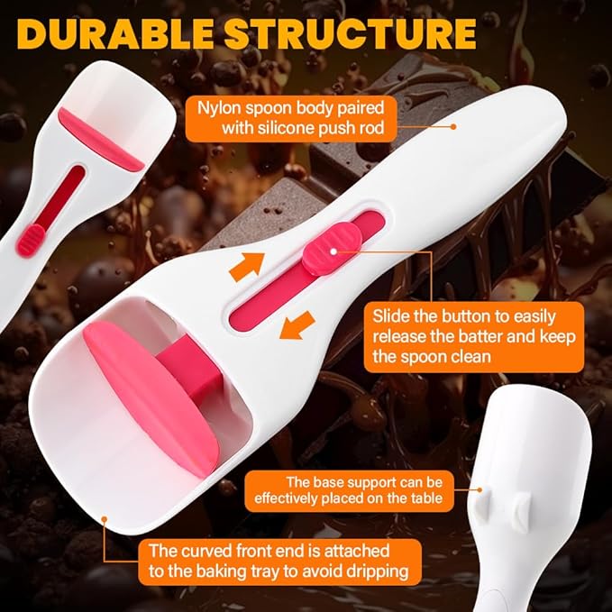 2pcs Cupcake Scoop Batter Dispenser Cupcake Batter Scoop Sliding Button Cake Cream Spatulas for Elegant Baking, Pastry(COLOR:white)