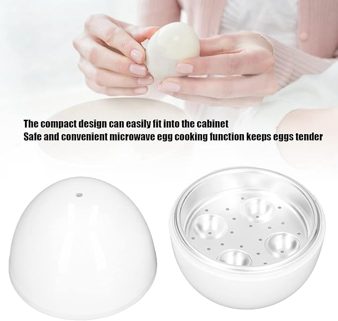 Microwave Egg Cooker for 4 Eggs,Hard Boiled Egg Cooker Compact Microwave Safe Egg Boiler for Hard Soft or Poached Eggs Space Saving Design