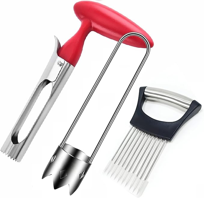 onion slicer Fruit and Vegetable Corer Pepper Seed Apple Remover Bell Pepper Tomato Corer Tool Stainless Steel Kitchen Gadget (Pepper Apple Corer Slicing)