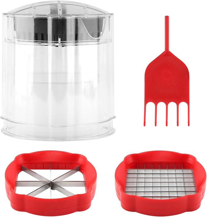 Orange Slicer,Lemon/Lime Slicer,Apple-Slicers,Potato French Fry Cutter,Veggie Chopper,Spam Slicers,Fruit Splitter Onion Cut,Strawberry Slicing Kitchen Gadgets for Fruit Vegetable,w/ 2 Slice