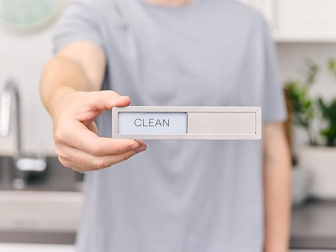 Stainless Steel Dishwasher Magnet Clean Dirty Sign, Premium Clean Dirty Magnet for Dishwasher with a Protective Backing & Adhesives, Kitchen Gadgets Decor, Black White Dirty Clean Dishwasher Magnet