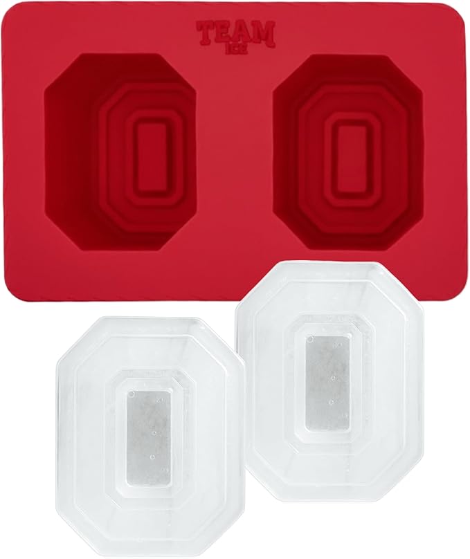 TEAM ICE - Ohio State Silicone Ice Cube Tray - Large Silicone Ice Cube Mold for Whiskey & Cocktails, Durable Ice Tray for Game Day Drinks, College Logo Ice Mold for Fans & Tailgate Parties