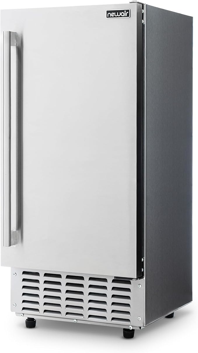 Newair 15" Undercounter Nugget Ice Maker, Pebble Ice Maker Producing 66 lbs. Daily, Built-in or Freestanding in Stainless Steel, Sonic Ice Makers for Home, Bar, Restaurant