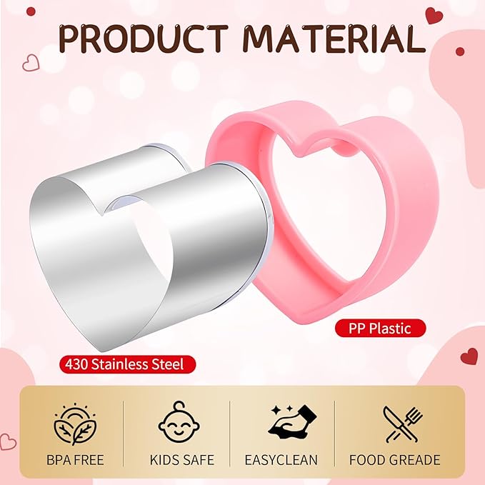 BakingWorld Heart Cookie Cutter Set,9 Piece Heart Shapes Stainless Steel Cookie Cutters Mold for Cakes Biscuits and Sandwiches,0.98"/1.45"/1.57"/1.96"/2.04"/2.32"/2.75"/3.18"/3.74" Assorted Sizes
