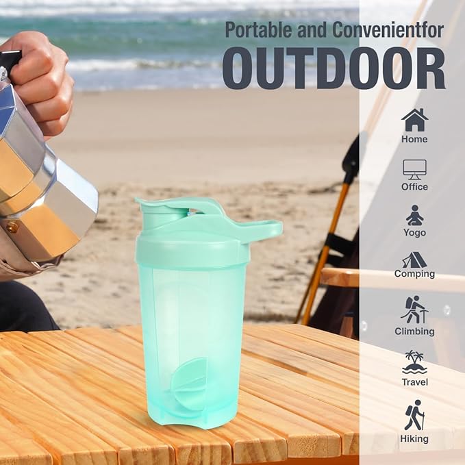 D.Y.A 16oz Shaker Bottle, Leak Proof Sports Shaker for Protein Shakes, Pre Workout & Travel, BPA Free, Green, 16oz/500ml