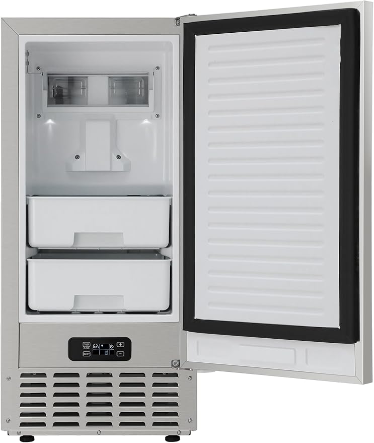 KoolMore 15 in. Built-in Residential Pearl Ice Nugget Maker, 66lb /Day with Drain Pump in Stainless-Steel, ETL Listed (KM-BIM66-NSS)