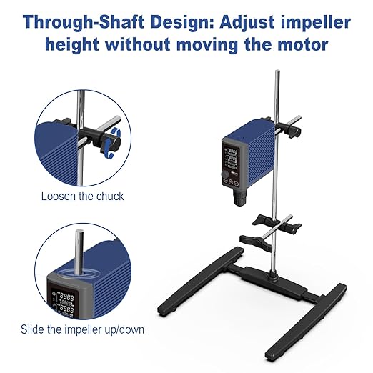 ONiLAB 30L LCD Lab Overhead Stirrer & Mixer, 10,000 mPa·s High Viscosity, 0.1 N·cm Precision Torque Display, Brushless Motor & Stand, 2200rpm ±3rpm Accuracy, 100h Timer/Continuous Mode, cTUVus