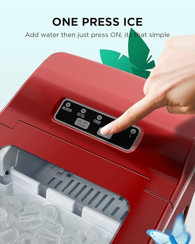 Silonn Fast Countertop Ice Maker, 9 Cubes in 6 Mins, 26lbs Per Day, 2 Bullet Ice Sizes, Self-Cleaning Portable Ice Machine with Scoop & Basket for Home Kitchen Office
