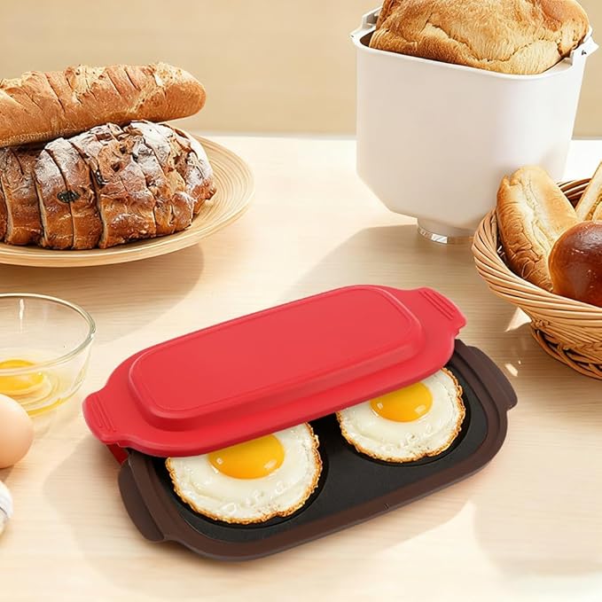 Microwave Egg Cooker & Poacher, Quick-Heat Microwave Egg Maker with 2pcs Heat-Resistant Hand Grips, 2-Egg Breakfast Maker, Dishwasher-Safe, Portable for Home/Travel/Gifts