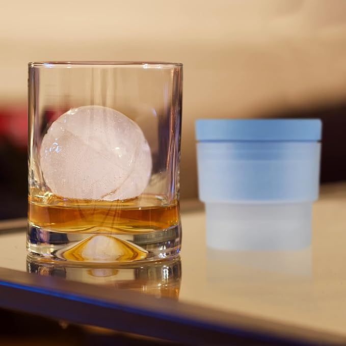Ice Ball Maker, Set of 4 2.5 Inch Ice Spheres Mold,Round Ball ice Cube Mold for Whiskey Cocktails Juice Beverages Bourbon,Old Fashioned Clear Ice Cube Mold Silicone Freezer Press(White,Blue&Pink)