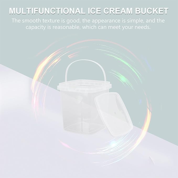 UPKOCH Thickened Square Ice Bucket with Lid 3.74 Inch Reusable Ice Cube Storage Container for Freezer Yogurt Jam and Food Storage Clear Cube Holder for Home and Kitchen