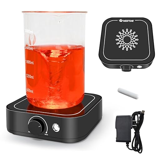 Magnetic Stirrer 3000rpm with LED Light, Magnetic stir Plate with 2pcs Stir Bar Set, Mini Magnetic Mixer Stirrer Max Stirring Capacity 3000mL for Lab and Homebrew