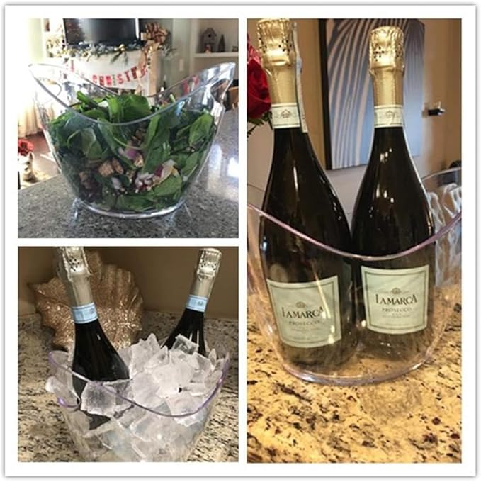 Yesland Ice Bucket, Clear Acrylic 3.5 Liter Storage Tub, Beer Bucket Beverage Chiller Bin for 2 Wine, Champagne Bottles, Beer Bottles