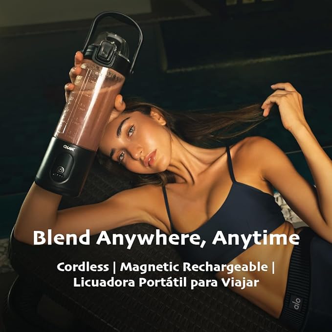 Portable Blender - Cordless 24oz. Personal Blender for Shakes and Smoothies, Licuadora, BPA Free - Ice Crush, Dishwasher safe parts, Waterproof, Triple Batteries, Juicer Cup (White)