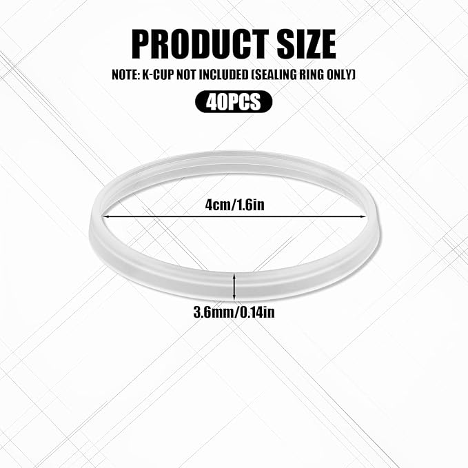 40pcs Silicone Gaskets for Keurig Stainless Steel Refillable K Cup, Reusable Gasket Ring Replacement Silicone Seals for Keurig Reusable k Cup Coffee Filter
