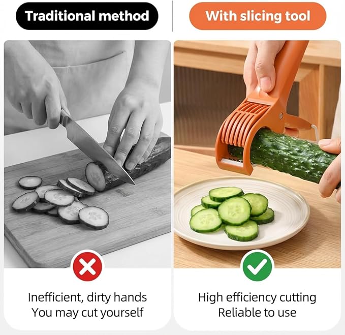 2 Pcs Multifunctional Fruit and Vegetable Slicer, 2026 Upgraded Food Manual Slicer, Ideal for Banana, Sausages, Cucumbers, Strawberries, With 2 Portable Hooks, Essential Stuff for Kitchen or Camping