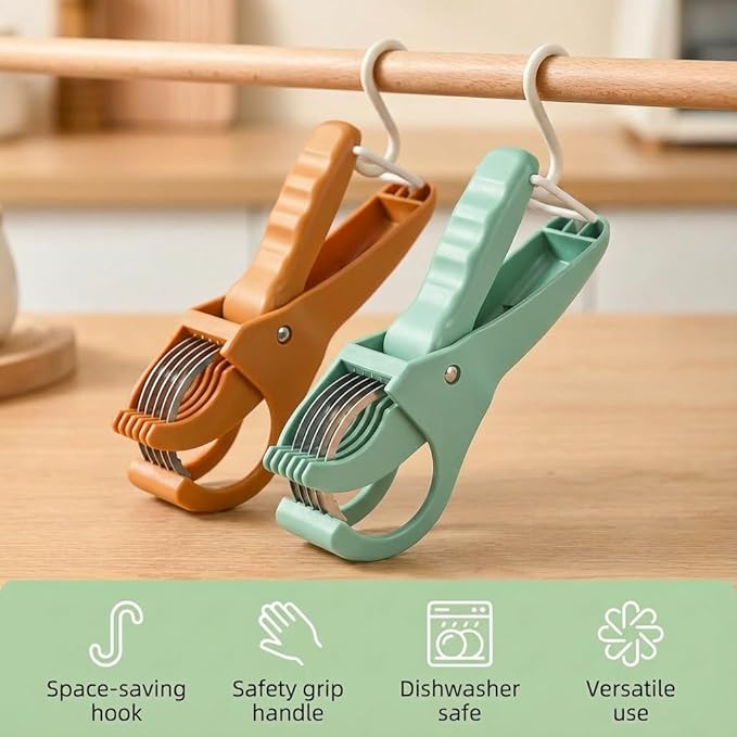 2 Pcs Multifunctional Fruit and Vegetable Slicer, 2026 Upgraded Food Manual Slicer, Ideal for Banana, Sausages, Cucumbers, Strawberries, With 2 Portable Hooks, Essential Stuff for Kitchen or Camping