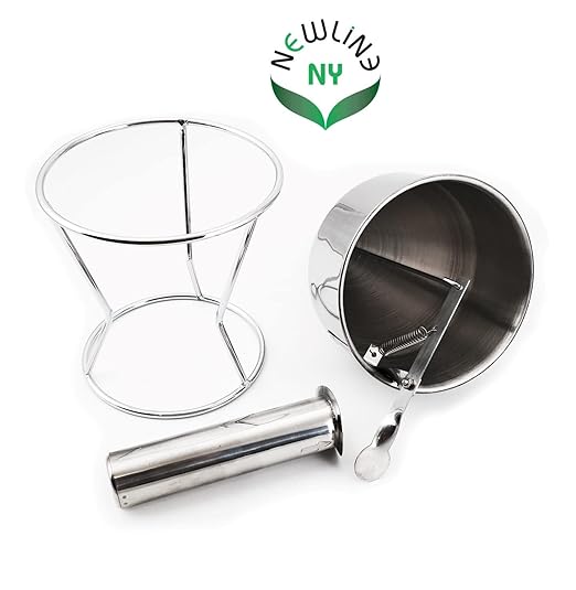 NEWLINE NY Stainless Steel Baking Funnel Dispenser with Stand for Takoyaki Pancake Batter Cupcake Pastries Desserts