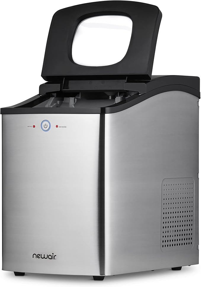 Newair Nugget Ice Maker, Sonic Speed Countertop Crunchy Ice Pellet Machine 45 lbs. of Ice a Day, Stainless Steel, Self-Cleaning Function and BPA-Free Parts, Perfect for Home, Kitchen, and More