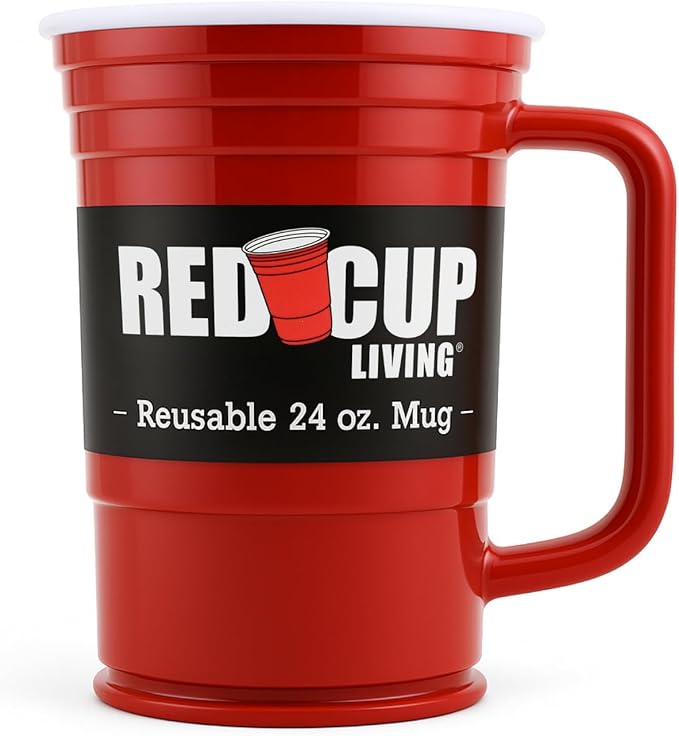 Red Cup Living 24Oz Party Mug Glass Tumbler- Reusable Unbreakable Party Cup for Hot & Cold Drinks, st patricks day accessories & spring break essentials Drinkware