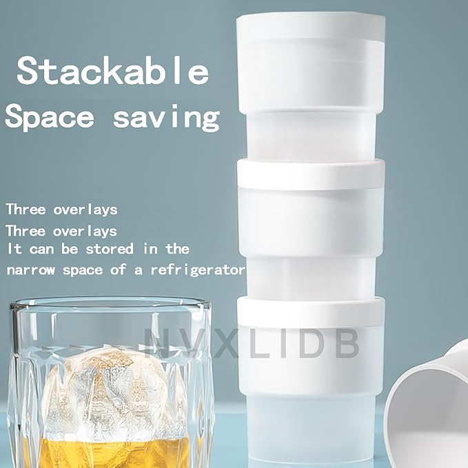 Ice Ball Making Mould - Set of 3 Round Ice Cube Mould 2.4" Spherical Ice Cube for Whiskey, Cocktail, Bourbon (3 blues) (white)
