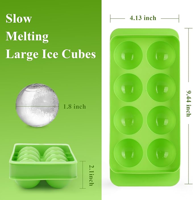 Round Ice Cube Mold,1.8 INCH x 8,Ice Ball Maker Mold | Round Ice Cube Trays for Freezer,Whiskey Ice Cubes Mold,Circle Ice Cube Tray with Lid,Ice Trays-Ice molds for Whiskey,Cocktails