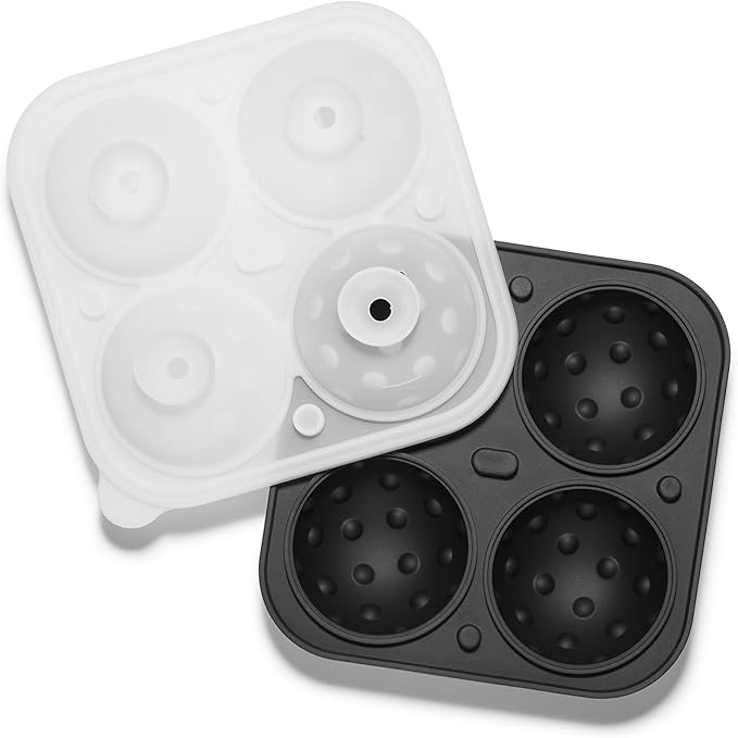 ACOOKEE Novelty Pickleball Gifts Ball Ice Maker Mold, 2.2" Large Pickleball Ice Cube Mold for Cocktails, Whiskey, Bourbon Chilling, 4 Hole Fun Shapes Big Silicone Circle Ice Cube Trays