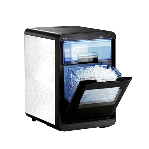 VEVOR Countertop Ice Maker, 44 lbs per Day, Self-Cleaning Portable Machine with Scoop, Drawer-Style Ice Access, Nugget Ice-Making Machine with Chewable ICES for Home, Kitchen, Office, Bar & Party