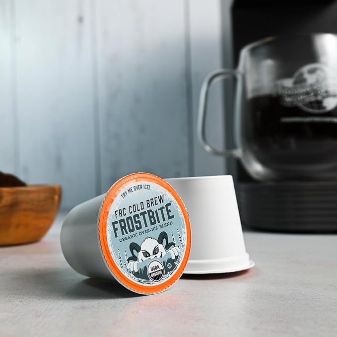FRC Organic Frostbite Cold Brew Pods | Medium Roast | 24 Count K-Cup Compatible Pods for Single Serve Brewers | Mold, Mycotoxin & Pesticide 3rd Party Tested | USDA | Kosher | 100% Arabica Coffee