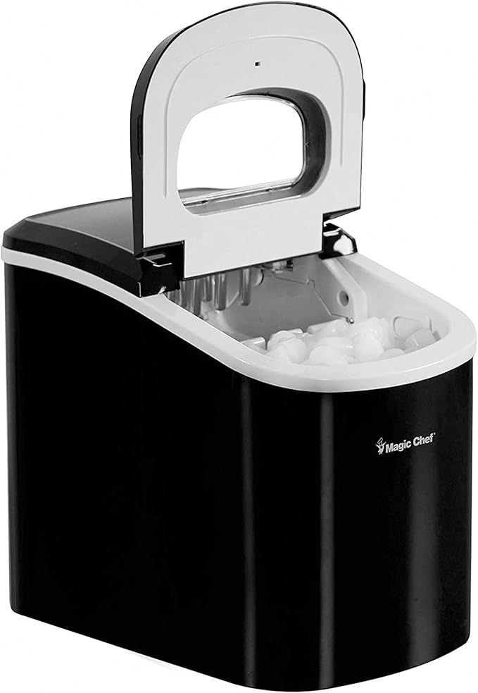 Magic Chef Portable Countertop Small Ice Maker for Kitchen or Home Bar, Tabletop, Parties, 27-Pound Capacity, Black