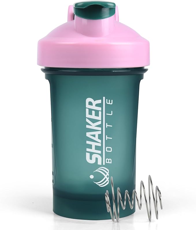 Shaker Bottle,400ml Small Protein Shaker Bottle with Mixing Ball, Portable 14oz GYM Shakes Cup for Workout,BPA free, 100% Leak Proof,Dishwasher Safe（Green）