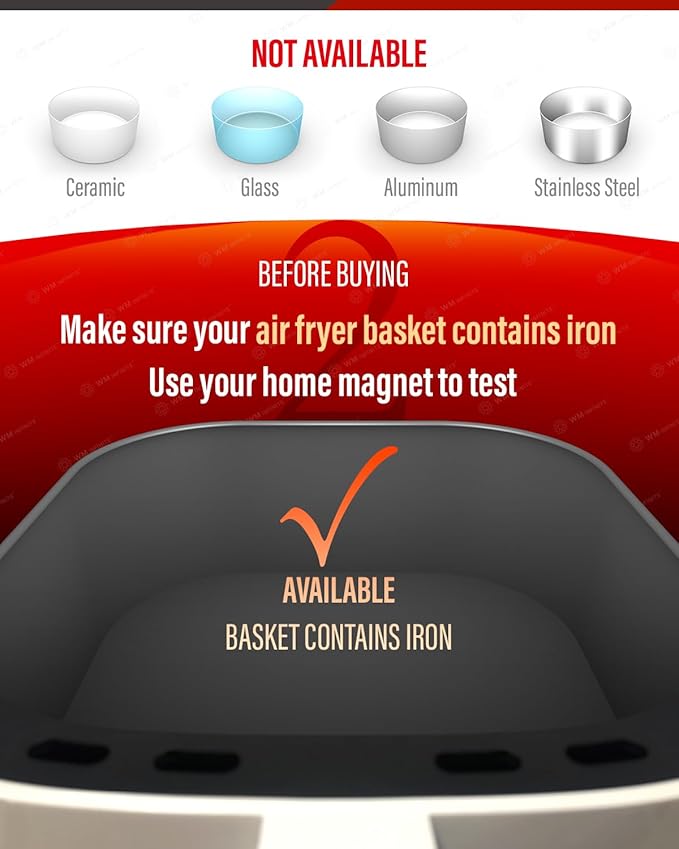 Air Fryer Magnet Silicone Buckles 2 (9 Pack), Hold Parchment Paper Liners, Prevents Paper From Blowing Up and Covering Food, Super Strong Samarium Cobalt Magnet (8+1 Upgraded)