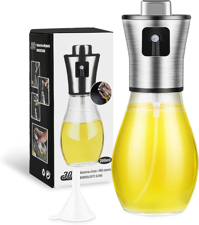 Oil Sprayer for Cooking,Olive Oil Fine Mist Sprayer - 200ML Mister Bottle for Cooking, Baking, and Air Fryer - Avocado and Canola Oil Dispenser - Kitchen Gadget Essentials