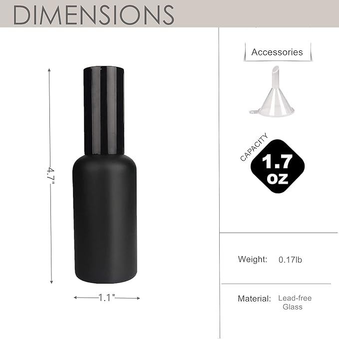 Shining Craft Cocktail Atomizer Sprayer - 1.7OZ / 50ml, Cocktail mister Vermouth Spritzer Bitters Spray Bottle for Cocktails Portable Perfume Refillable Sprayer, SC008 (Black)