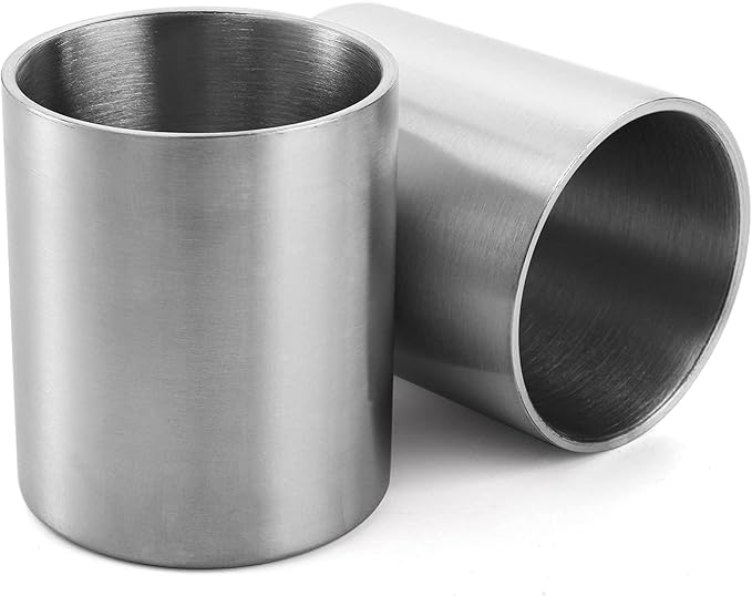 ZEAYEA Set of 4 Stainless Steel Whiskey Glasses, 10 oz Double Wall Tumblers, Unbreakable Old Fashioned Metal Drinking Cups for Beverages, Cocktails, Beer, Great Gift for Men and Whiskey Lover