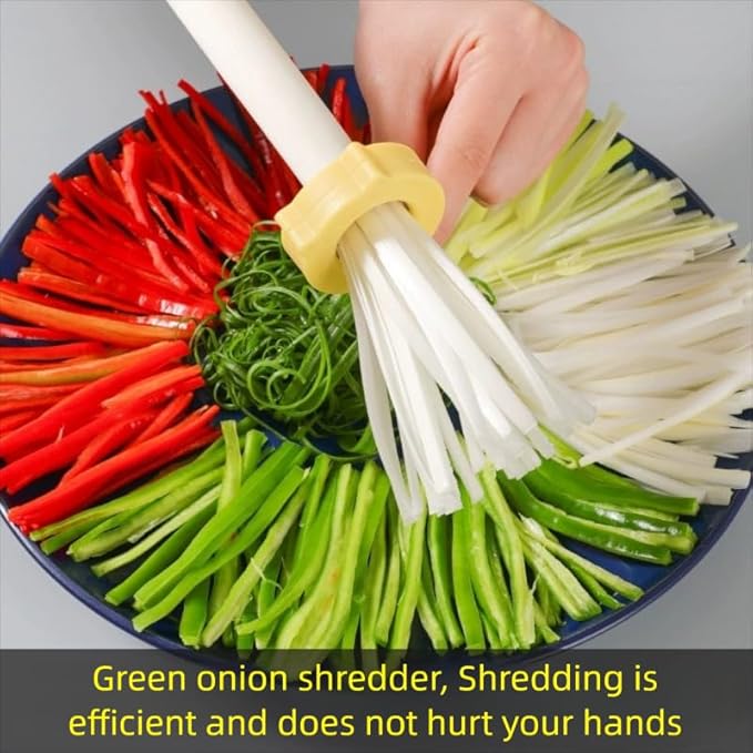 Professional Green Onion Shredder & Slicer - 12 Blade Stainless Steel Scallion Cutter with Safety Design, Perfect for Blooming Onion, Chili & Celery (5)