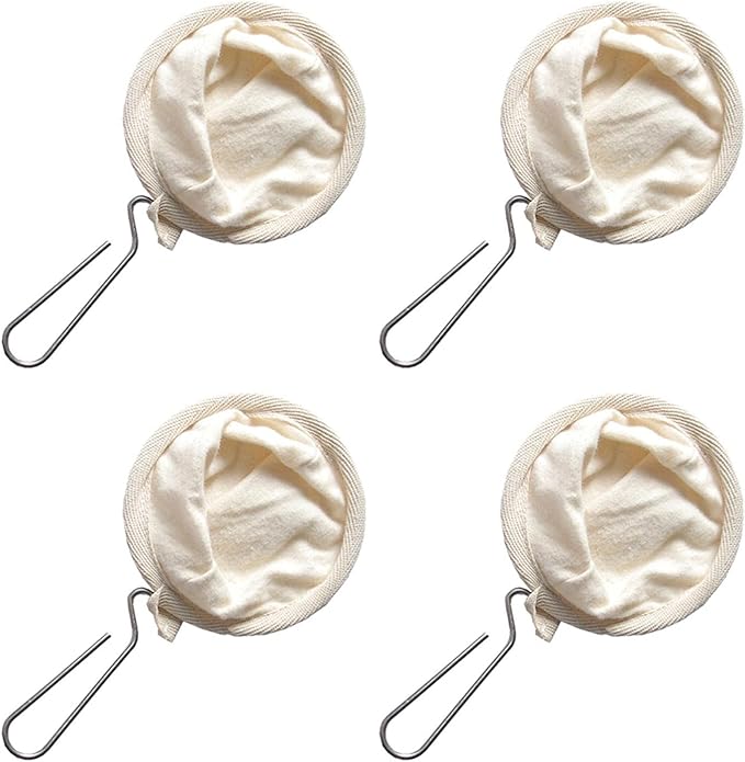 EKDJKK 4Pcs Flannel Cloth Reusable Coffee Filter, Cone Shaped, Stainless Steel Handle, For Coffee Maker, 1 Count, Beige