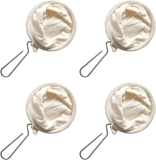 EKDJKK 4Pcs Flannel Cloth Reusable Coffee Filter, Cone Shaped, Stainless Steel Handle, For Coffee Maker, 1 Count, Beige