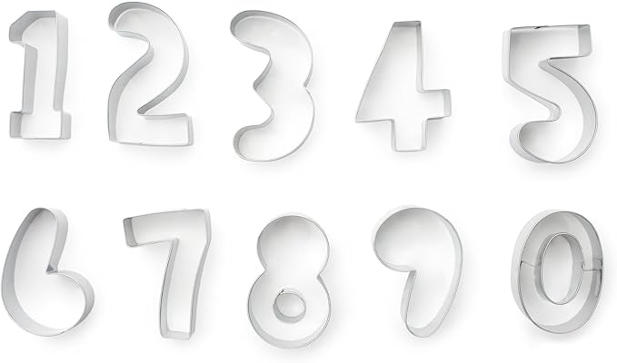 Fox Run 3640 Number Cookie Cutter Set, Stainless Steel, 10-Piece
