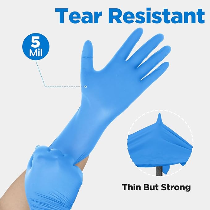 5-Mil Disposable Nitrile Gloves for Cooking Food Prep,100Pcs + 5 Bonus Travel Packs Blue Medium, Food Grade, Latex Free, Powder Free, Textured Grip for Household Cleaning, Crafts, Hair Dye