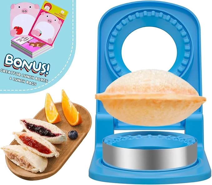 HiYZ Sandwich Cutter and Sealer - Stainless Steel Decruster Sandwich Maker - Peanut Butter and Jelly Crustless Sandwich Bread Pancake Maker Cookie Cutter for Kids Children Boys Girls-with Sticky Note