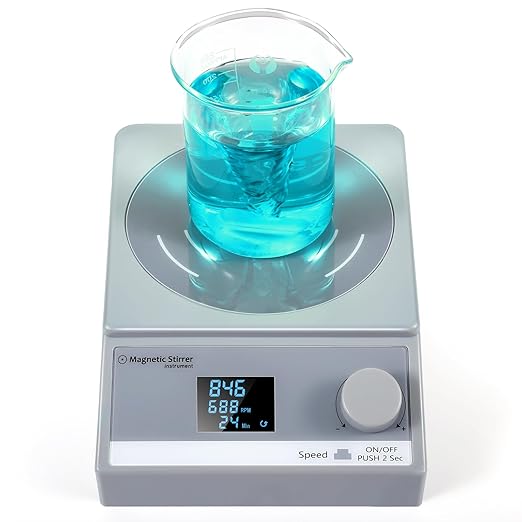 Digital Magnetic Stirrer w/Timer, 100fl.oz Magnetic Stir Plate, Magnetic Mixer w/LCD Display, Lab Stirrer w/Stir Bar (w/o Heating)